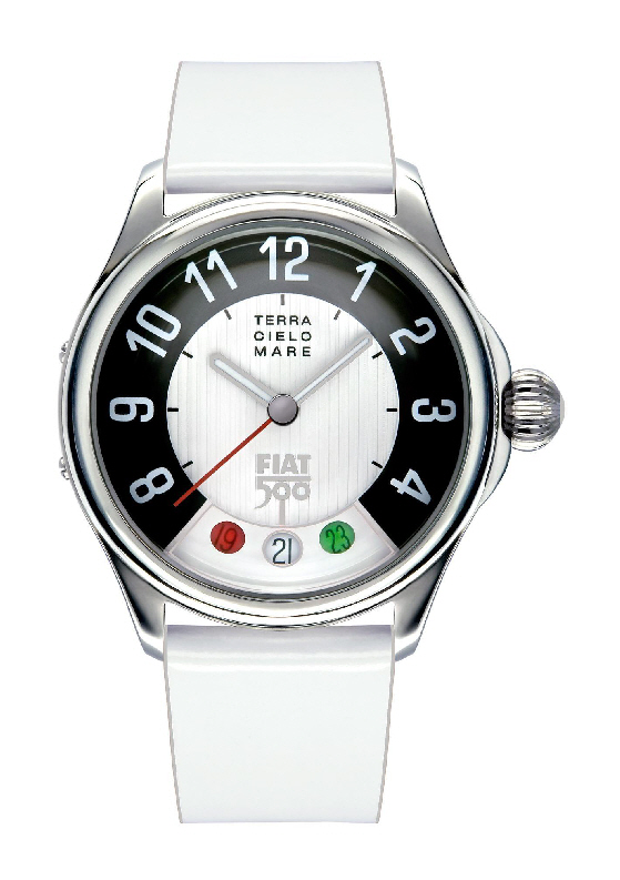 Fiat 500L Automatic Watch, White Dial With Leather Strap