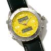 Intrepid Analogue Digital Watch, Yellow Dial With Leather Strap