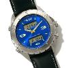 Intrepid Analogue Digital Watch, Blue Dial With Leather Strap