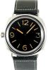 Vintage 3646 Left Hand Watch, Black Dial With Leather Strap