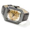 Mystique Skeleton Ceramic Watch, Gold Movement With Leather Strap