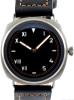 Dievas Vintage California Titanium Watch, Black Dial With Black Leather Strap
