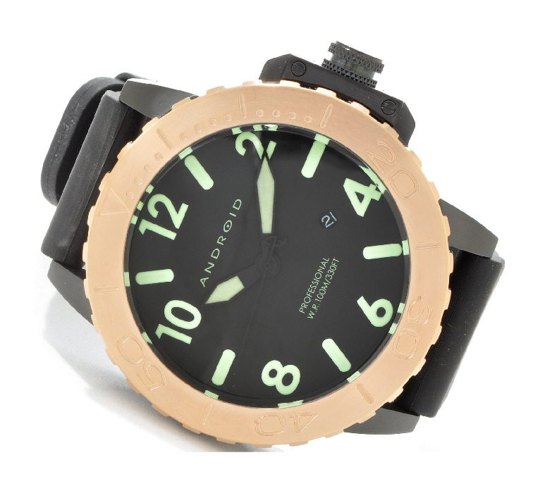 Transocean 52 Divers Watch, Black Dial With Rubber Strap