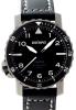 Vortex Titanium Watch, Black Dial With Black Leather Strap