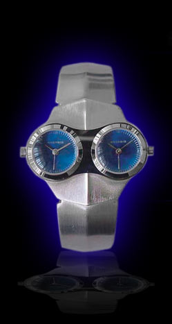 Alien Dual Time Watch, Blue Face, Stainless Steel Bracelet