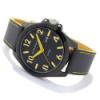 Decoy Black IP Watch, Black Dial / Yellow Numerals, Leather Strap