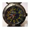 Oceano Automatic Black IP Divers Watch, Blue Carbon Dial With Leather Strap