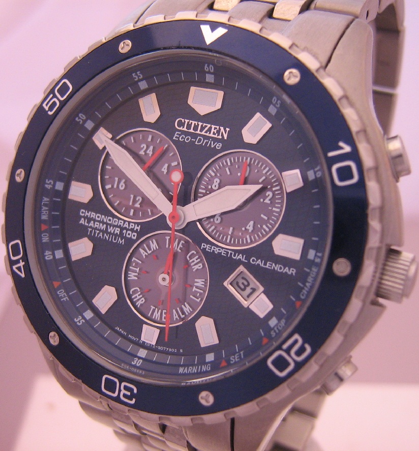Citizen Eco Drive Perpetual Calendar Titanium Blue Dial With Bracelet