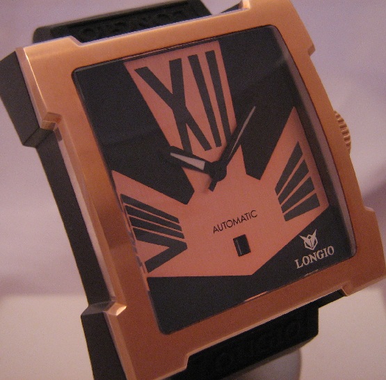 Longio Asmara Automatic, Black / Gold Dial With Rubber Strap