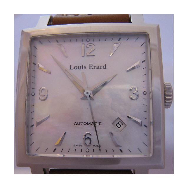 Louis Erard La Carree Automatic Watch, Mother Of Pearl Dial With Leather Strap 