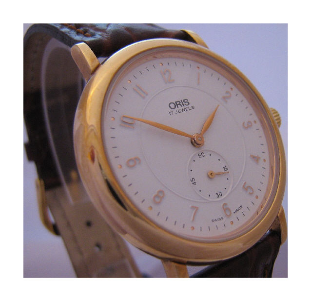 Oris Classic Gold Watch, White Dial With Brown Leather Strap