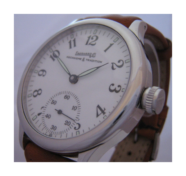 Eberhard & Co Traversetolo Hand Winding Watch, White Dial With Leather Strap