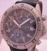 Eterna Airforce III Chronograph, Black Dial, Leather Strap