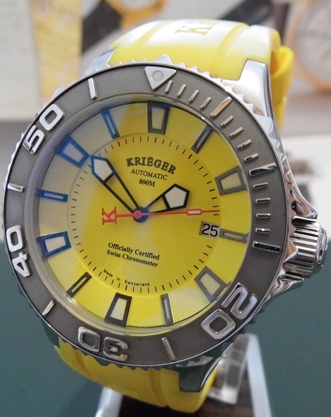Krieger Sea Stallion Chronometer, Yellow Dial, Rubber Strap