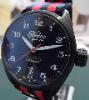 Perseo Rail King Automatic, Black Dial, Black Leather & Nato Strap