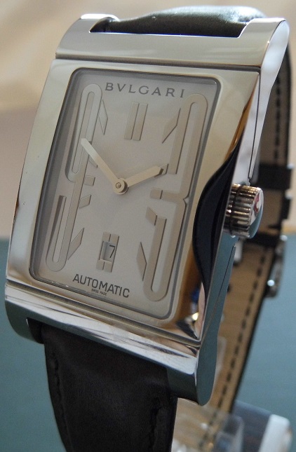 Bvlgari Rettangolo Automatic, White Dial, Leather Strap