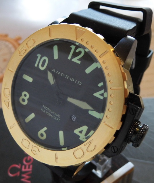 Android Transocean 52 Divers Watch, Black Dial With Rubber Strap