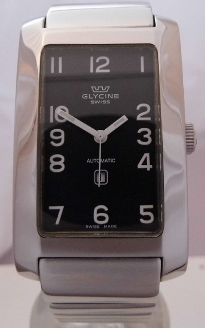 Glycine Rettangolo Automatic, Black Dial With Bracelet 