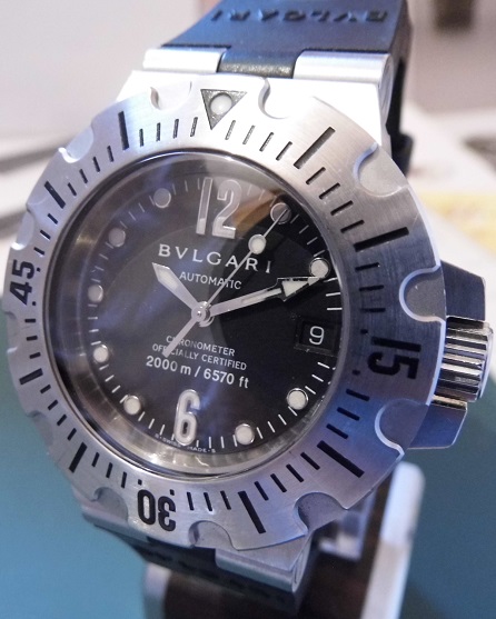 Bvlgari Diagono Professional 2000M, Black Dial, Rubber Strap