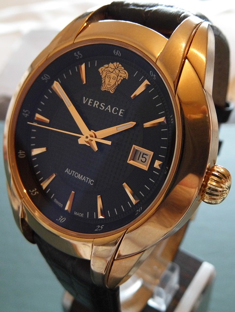 Versace Character Automatic, Black Dial, Black Leather Strap