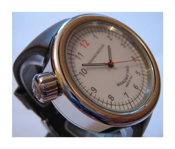 Giuliano Mazzuoli Manometro, White Dial, Rubber and Leather Straps
