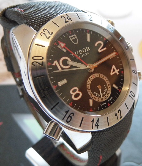 Tudor Aeronaut GMT, Black Dial, Black Nylon/leather Strap