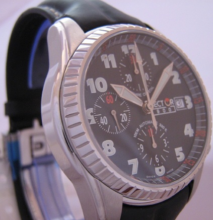 Sector 800 Automatic Chronograph, Black Dial With Black Leather Strap