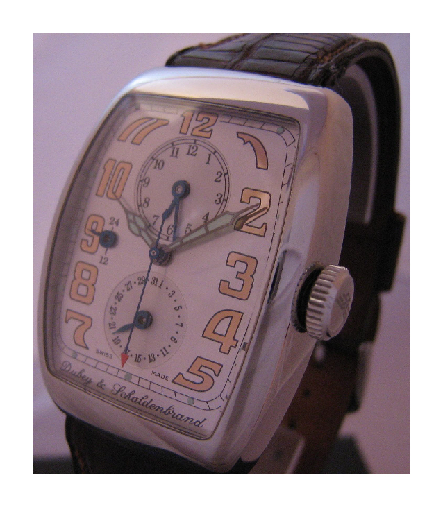 Dubey & Schaldenbrand Aerodyn Duo Watch, Silver Dial With Leather Strap
