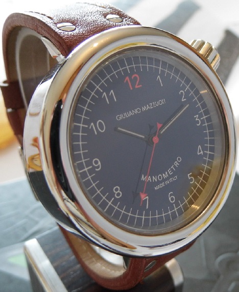 Giuliano Mazzuoli Manometro, Blue Dial, Brown Leather Strap
