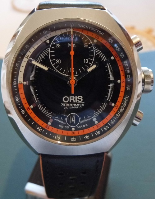 Oris Chronoris, Black Dial With Black Leather Strap