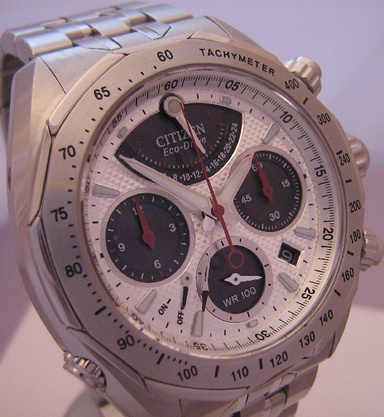 Cititzen Eco Drive Signature Flyback, SIlver Dial, Steel Bracelet