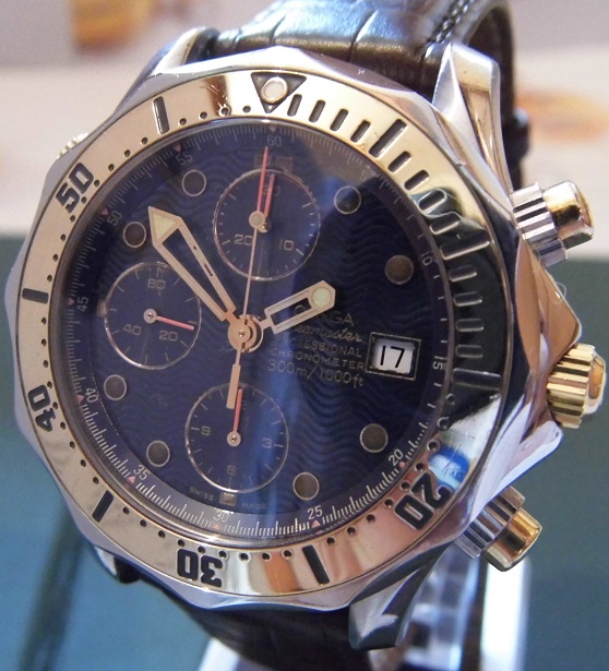 Omega Seamaster Chronograph, Blue Dial, Steel & 18K Gold