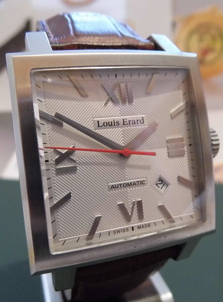 Louis Erard La Carree Automatic Watch, Silver Dial With Leather Strap