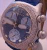 Techno Star Diamond Bubble Chronograph, Blue Dial With Leather Strap