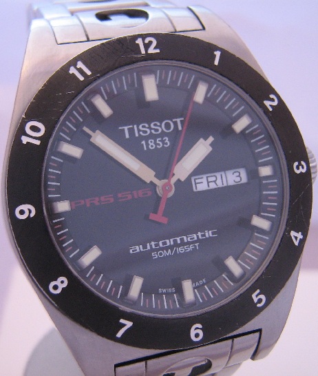 Tissot PRS 516 Automatic, Black Dial With Steel Bracelet