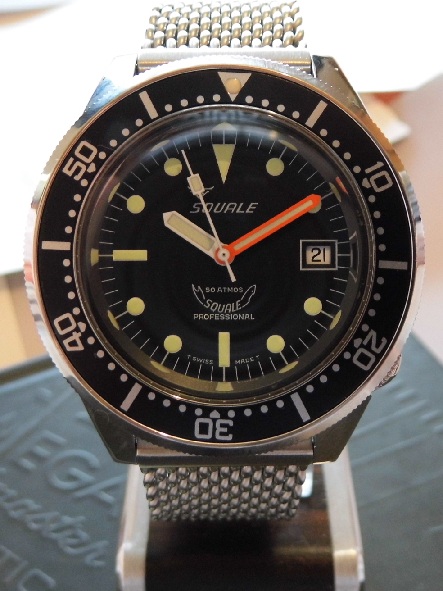 Squale 50 Atmos Professional, Black Dial, Mesh Bracelet
