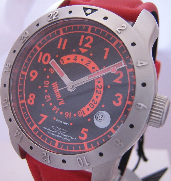 Angular Momentum Illum V GMT, Black Dial, Rubber Strap