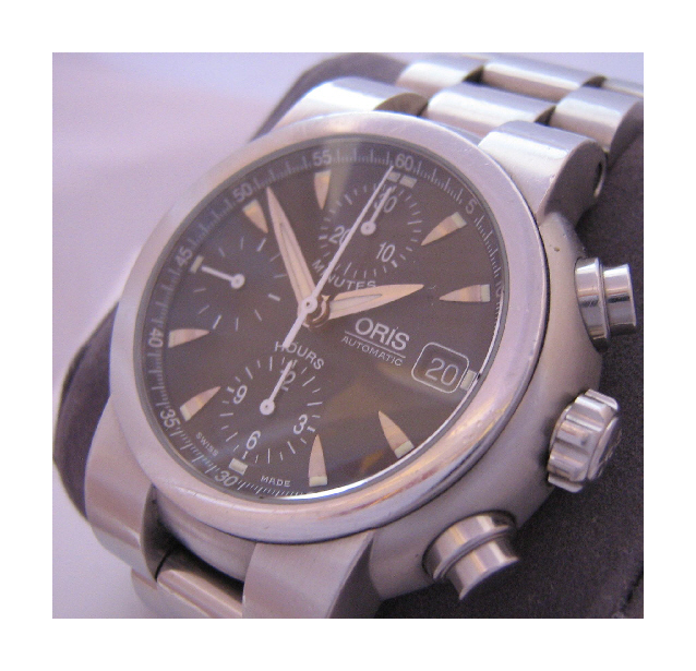Oris TT1 Chronograph, Black Dial With Stainless Steel Bracelet