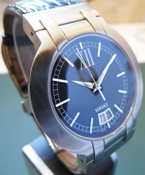 Versace Madison Big Date, Black Dial, Black Leather Strap