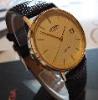 Rotary Elite 9K Gold, White Dial, Black Leather Strap