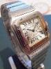 Cartier Santos Automatic, Silver Guilloche Dial, Steel Bracelet