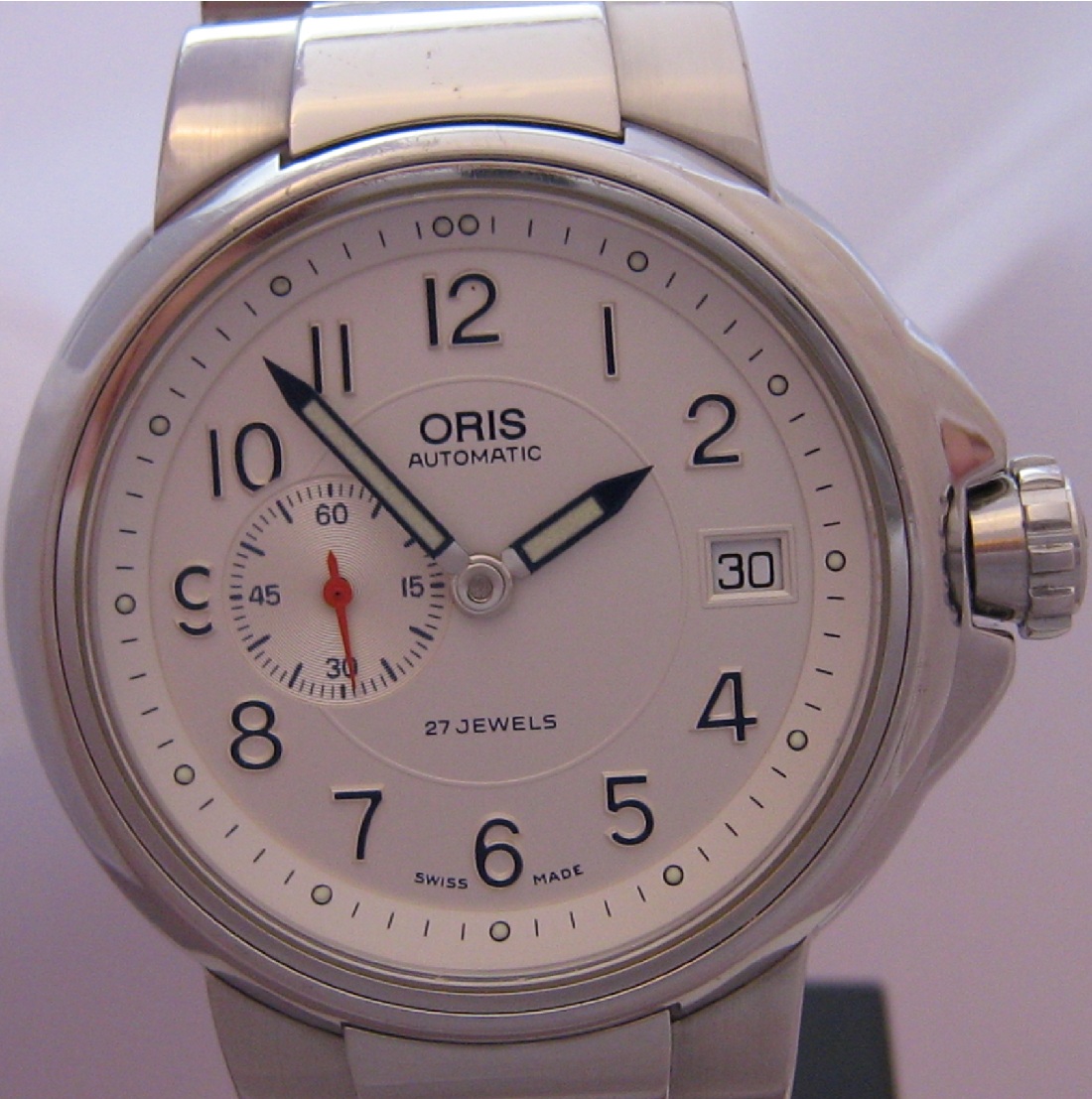 Oris Full Steel Small Seconds, White Dial With Steel Bracelet