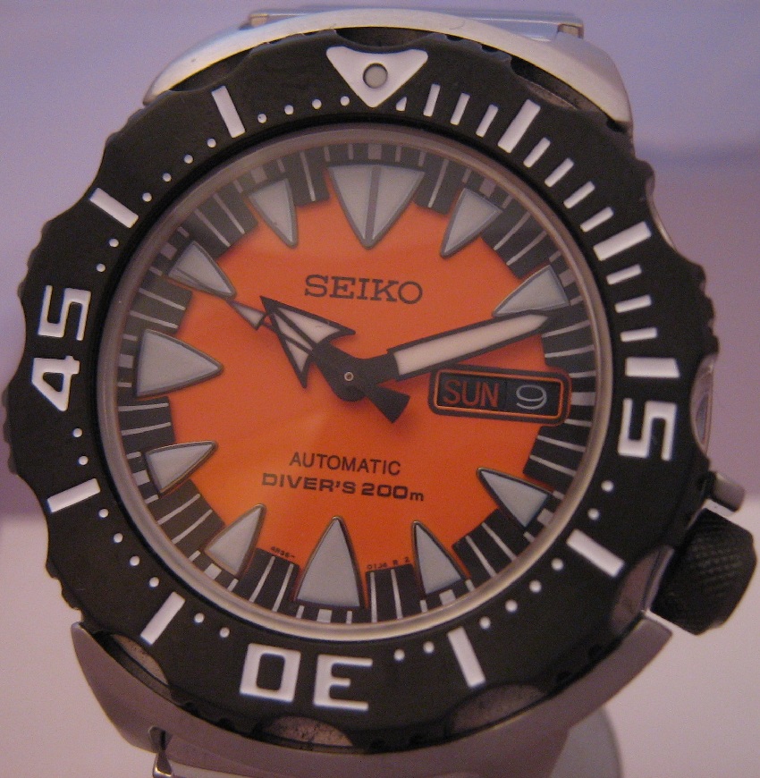 Seiko New Style Orange Monster, Orange Dial, Steel Bracelet