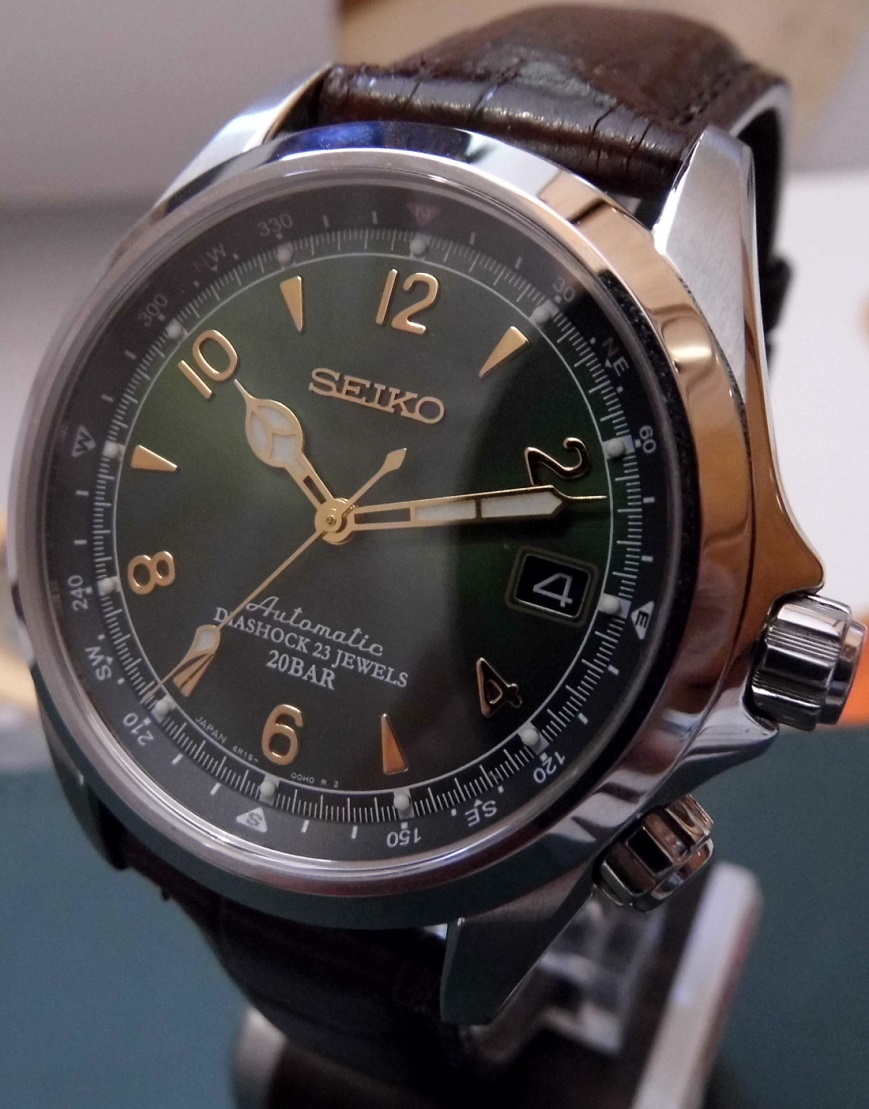 Seiko Apinist, Green Dial, Brown Leather Strap