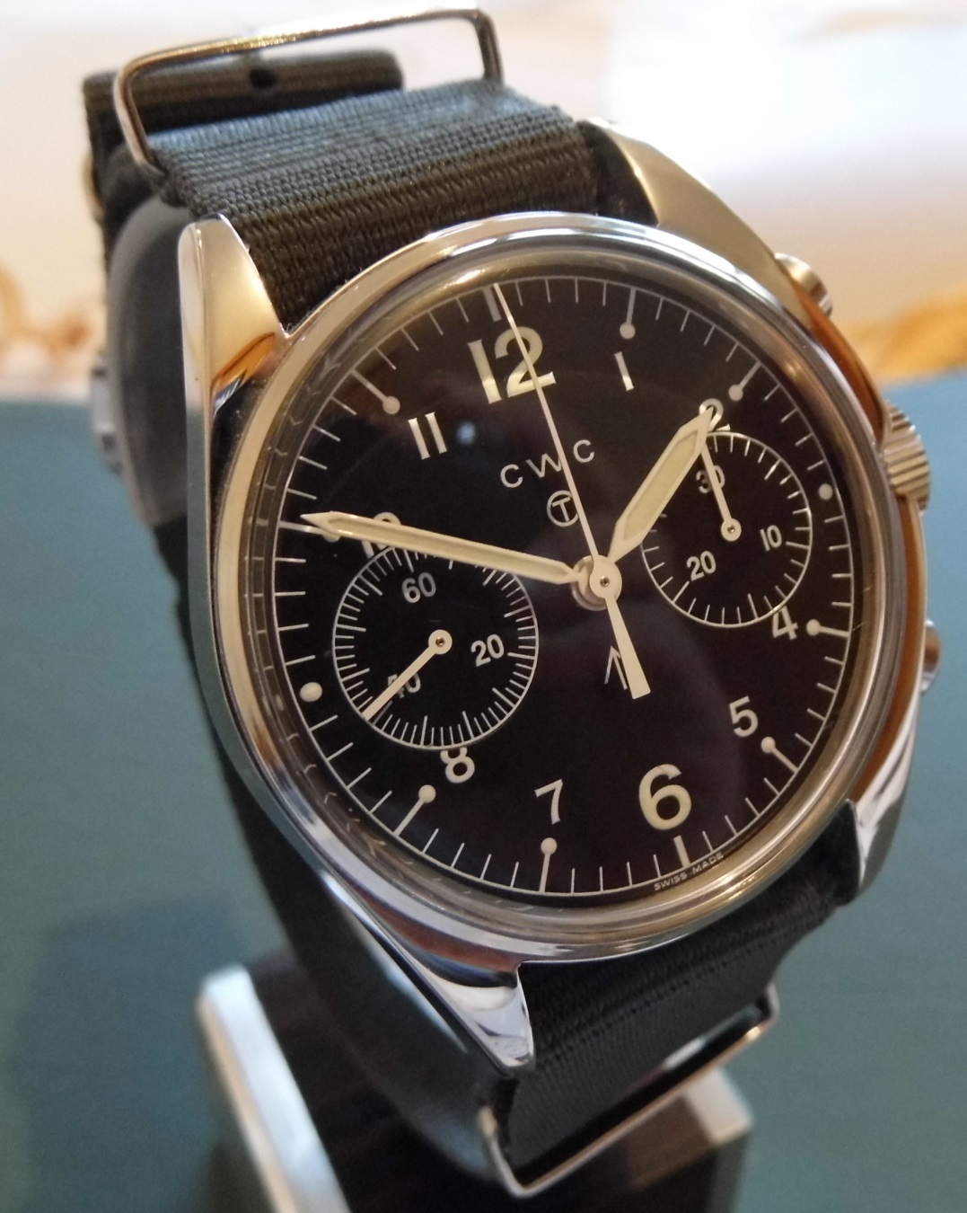 CWC 1970s Remake Mechanical Chronograph, Black Dial