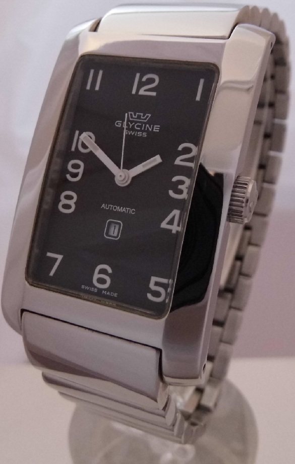 Glycine Rettangolo Automatic, Black Dial With Bracelet 