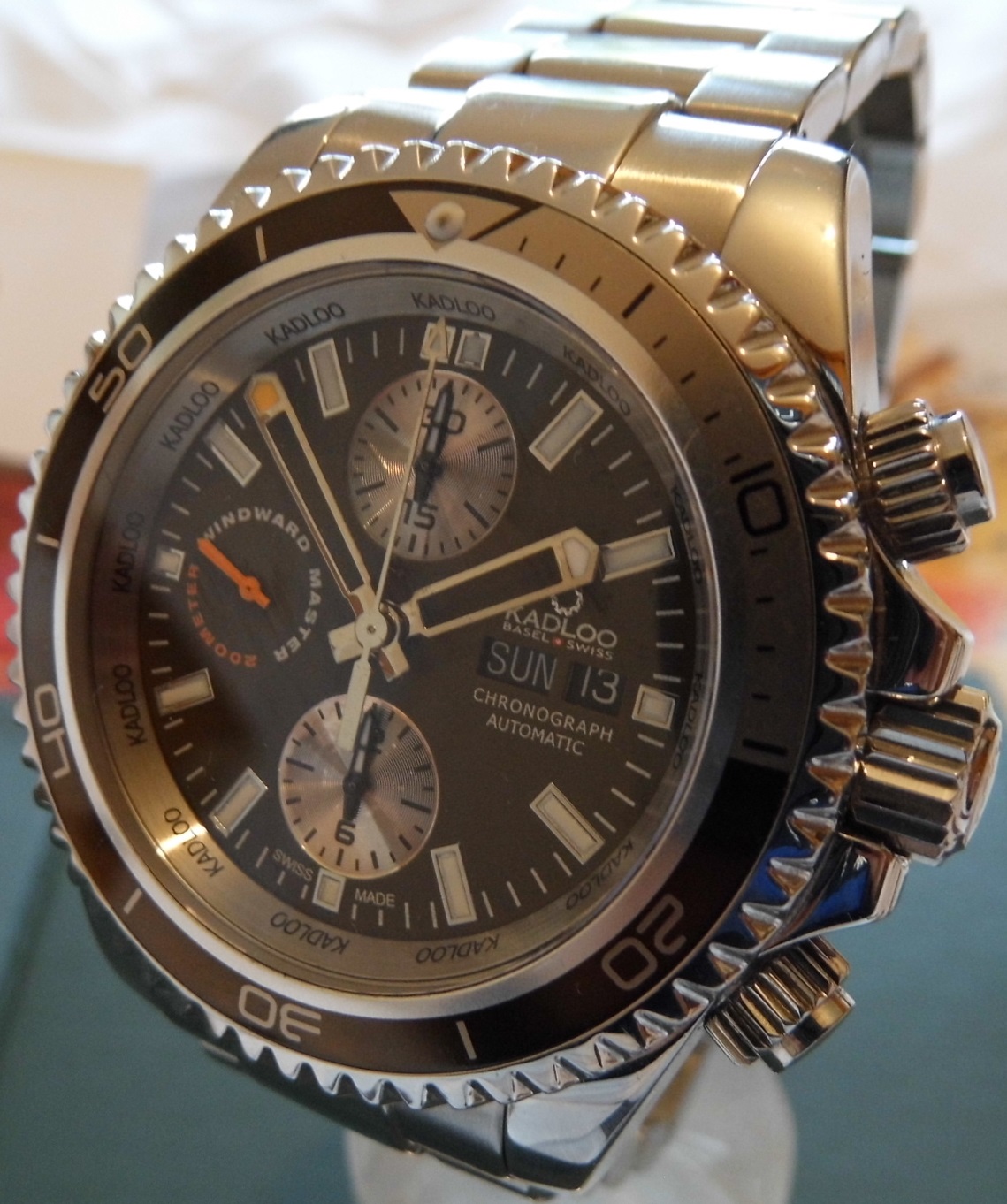 Kadloo Windward Master Chronograph, Brown Dial, Steel Bracelet