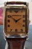 Emporio Armani Classic Tank, Brown Dial, Leather Strap