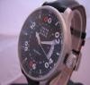 Vertical Date Automatic Watch, Black Dial With Leather Strap