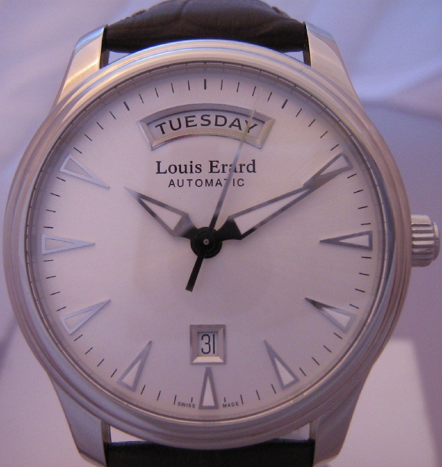 Louis Erard Heritage Day Date, Silver Dial With Leather Strap